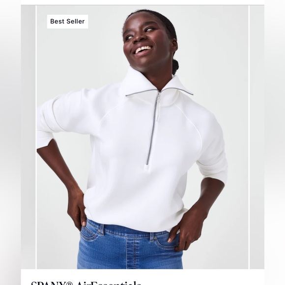 Spanx Air Essentials quarter zip. Ivory 3X. - Picture 3 of 3